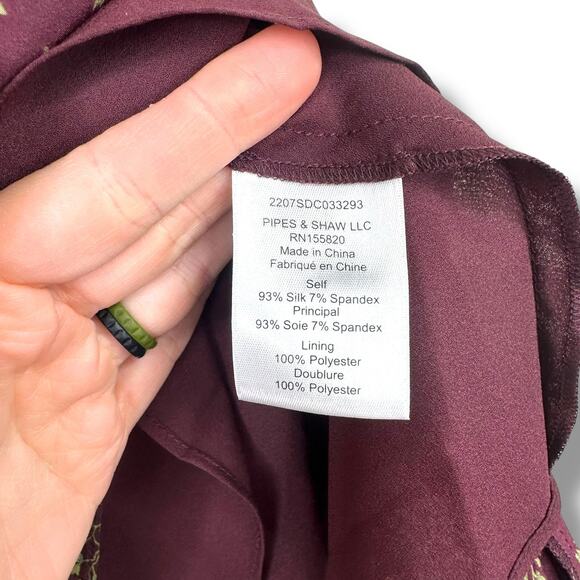 Veronica Beard NWT Merlot Multi Floral Print Taras Silk Ruched Mini Skirt Size 4 - Picture 9 of 10